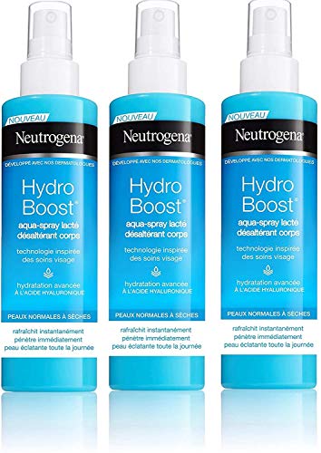 Neutrogena Hydro Boost Body Gel Spray, erfrischendes & feuchtigkeitsspendendes Bodylotion Gel mit Hyaluronsäure (3 x 200 ml)