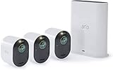Arlo Ultra Smart Home 3 kabellose 4K-HDR Überwachungskameras & Alarmanlage, Indoor/Outdoor, Farbnachtsicht, 180 Grad Blickwinkel, WLAN, 2-Wege Audio, Spotlight, Bewegungsmelder, (VMS5340) - Weiß