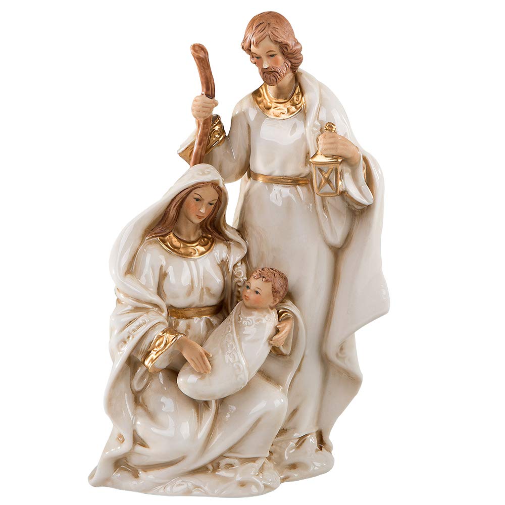 formano Deko-Figur Heilige Familie aus Porzellan, 18 cm, 1 Stück, Creme-Gold