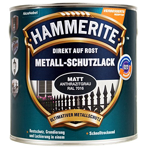 1L Hammerite Metallschutz Lack anthrazitgrau RAL 7016 matt