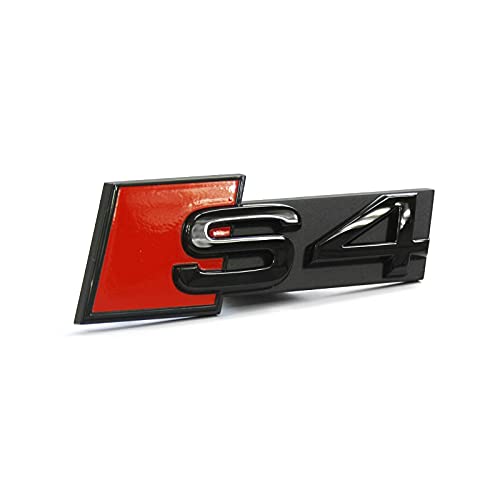 Audi 8W0071805 Schriftzug S4 Clip Tuning Plakette Kühlergrill Black Edition Emblem, schwarz/rot