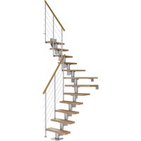 Dolle Mittelholmtreppe Dublin Eiche Perlgrau GH bis 292 cm 1/4 Gewendelt 75 cm