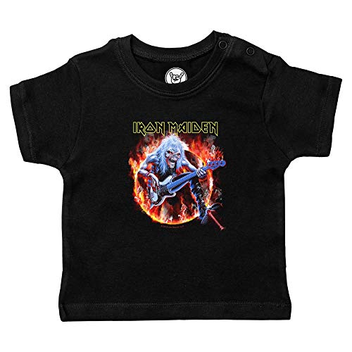 Metal Kids Iron Maiden (Fear Live Flame) - Baby T-Shirt, schwarz, Größe 56/62 (0-6 Monate), offizielles Band-Merch