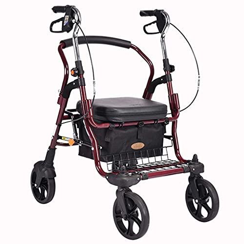 Gehhilfen für Senioren, Rollator, Aluminium-Gehhilfe mit Rädern, faltbar, leicht, verstellbar, mit Sitz, Rückenlehne, Gehgestell für ältere Menschen, Mobilitätshilfe, Gehhilfe, Rol