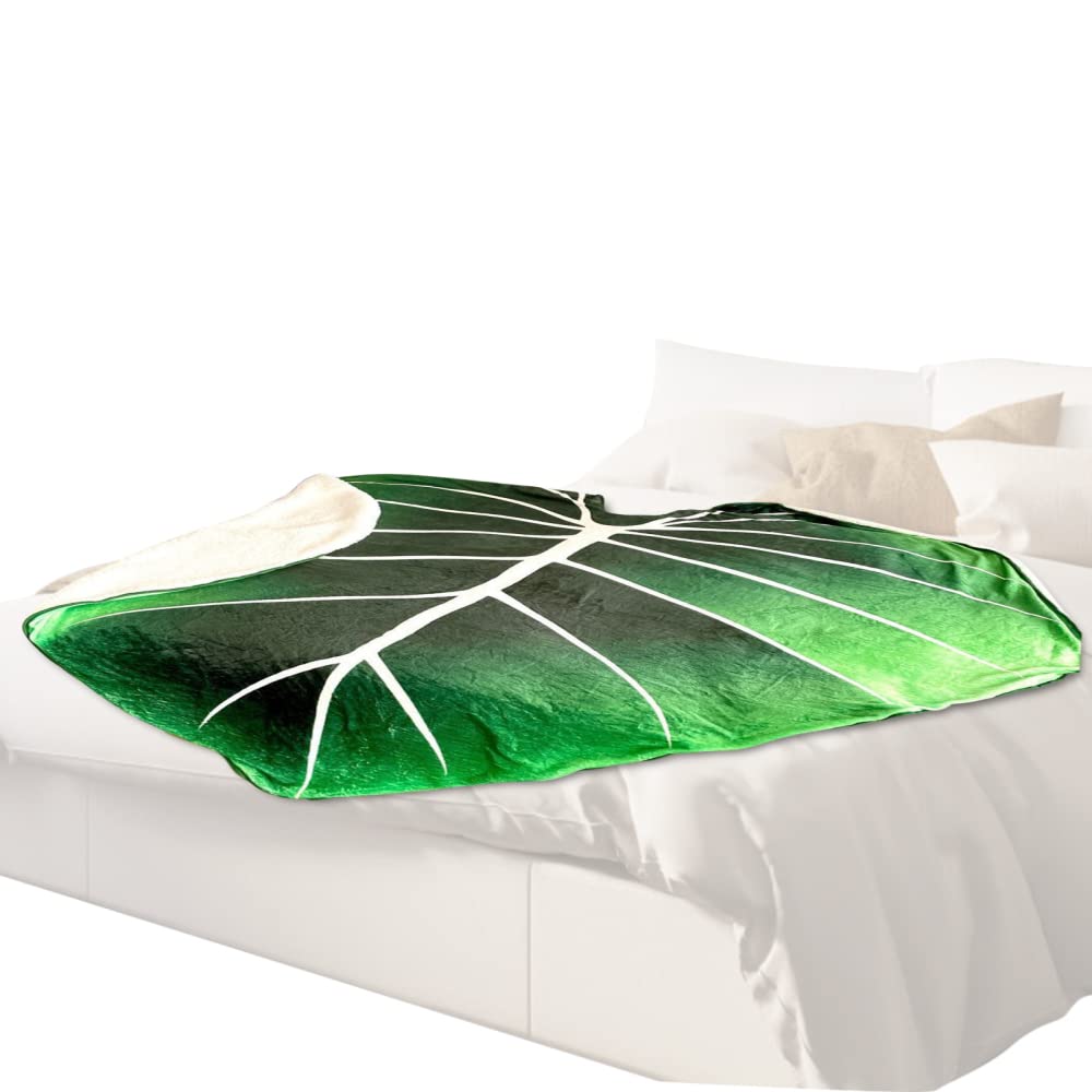 Blatt-Decke mit kreativem Design Blattförmiger riesiger SpaÃŸ realistisches groÃŸes grünes Blatt für Pflanzenliebhaber für Couch- und Bettdecken Realistische groÃŸe Blattdecke für Couch oder Bed
