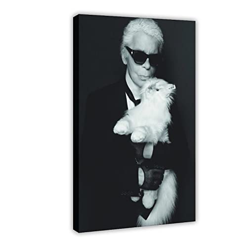 Karl Lagerfeld 1 Leinwand-Poster, Wandkunst, Dekordruck, Bild Gemälde für Wohnzimmer, Schlafzimmer, Dekoration, Rahmenstil, 30 x 45 cm