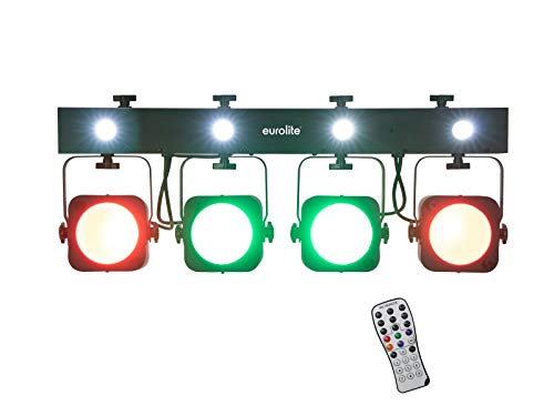 EUROLITE LED KLS-190 Kompakt-Lichtset/Bar mit 4 RGB-Spots, 4 weißen Strobe-LEDs und einer QuickDMX-USB-Buchse