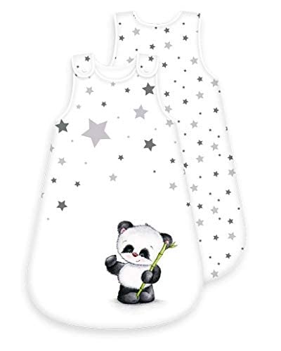 Baby-Schlafsack Motiv Panda - ganzjährig - umlaufender Reißverschluss Druckknopf (90 cm)