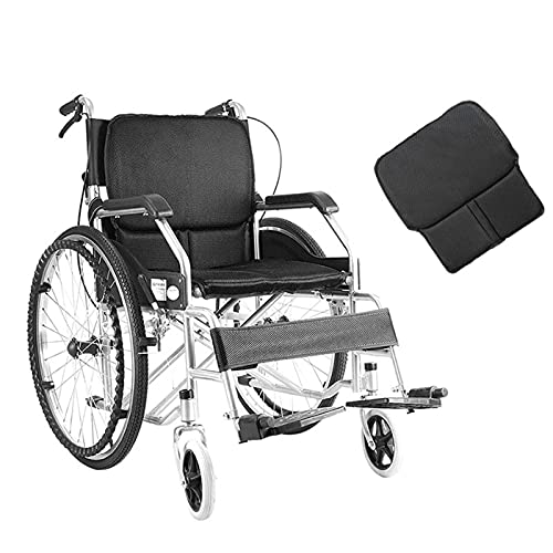 Selbstfahrender Rollstuhl, leichte tragbare manuelle Rollstühle für Erwachsene, klappbarer Rollstuhltransport Ergonomischer Handlauf Handbremsen Fußstützen Rest