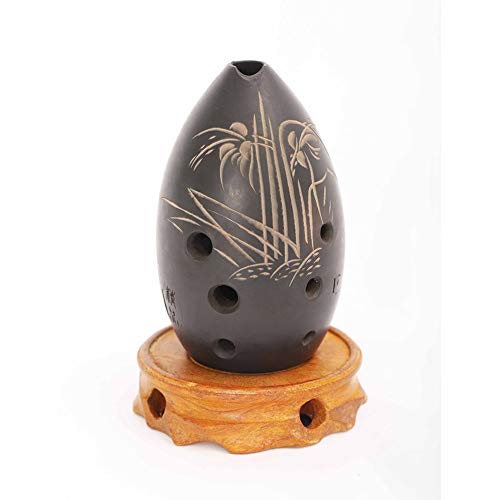 6 Löcher Ocarina Black Clay mit Ständer Musikinstrument für Kinder Anfänger Geschenk (Color : A)