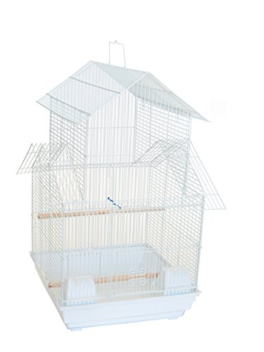 YML A1644 3/8" Bar Spacing Pagoda Top Small Bird Cage, White, 16" x 16"