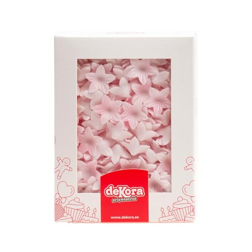 Dekora - 400 Mini Essbare Blumen für Torte aus Esspapier - Essbare Oblaten für Torten aus Esspapier - Tortendeko Essbar Rosa - 2 cm Durchmesser