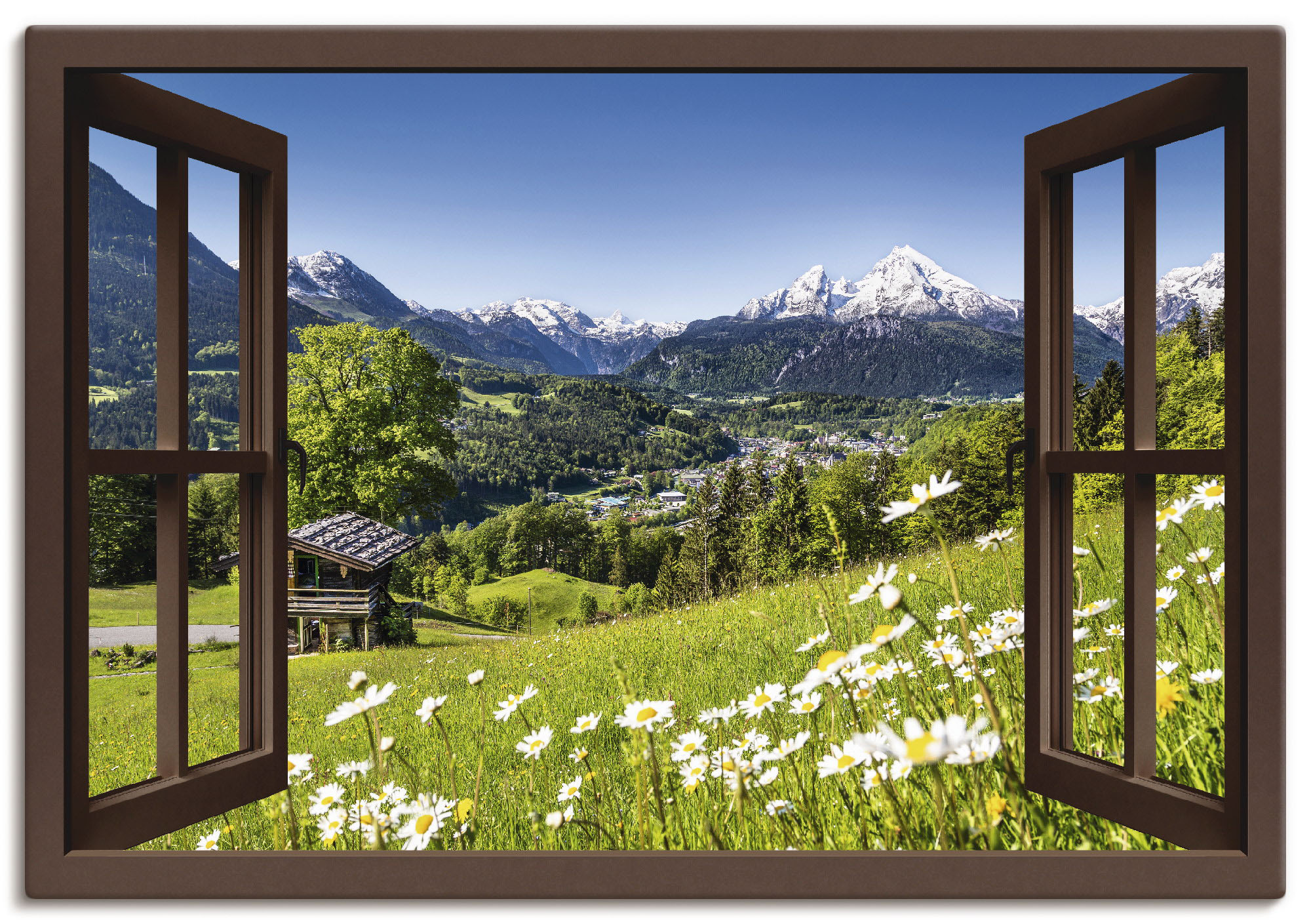 Artland Wandbild "Fensterblick Bayerischen Alpen", Berge, (1 St.)