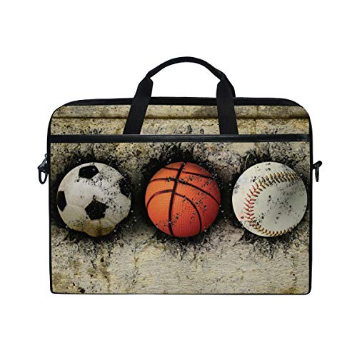 LUNLUMO Basketball eingebettet in Ziegelmauer Muster 38,1 cm (15 Zoll) Laptop- und Tablet-Tasche, strapazierfähige Tablet-Hülle für Business/Uni/Damen/Herren