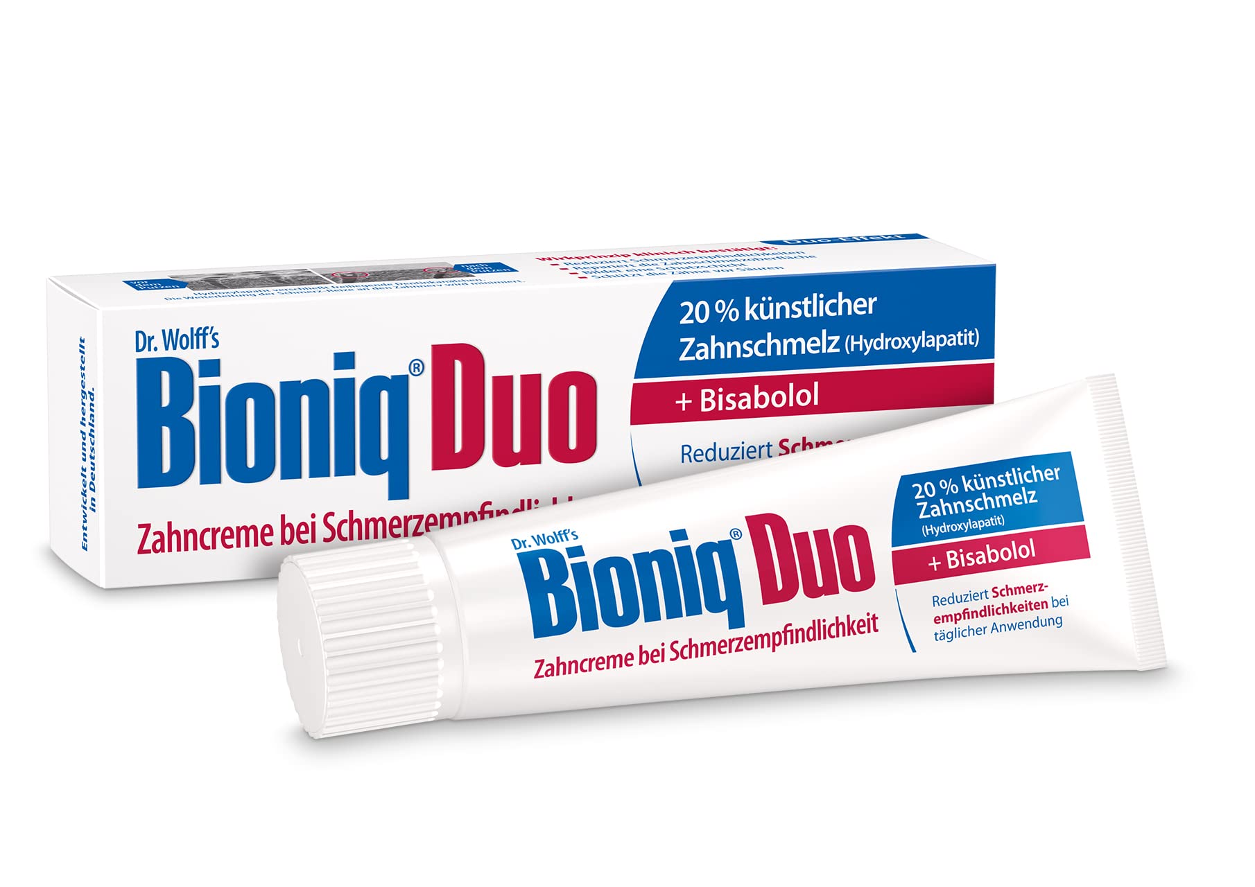 Bioniq® Zahncreme Duo - 4 x 75 ml - Schutz bei schmerzempfindlichen Zähnen | reparierende Zahnpasta mit künstlichem Zahnschmelz | Regeneriert das Zahnfleisch | Ohne Fluorid