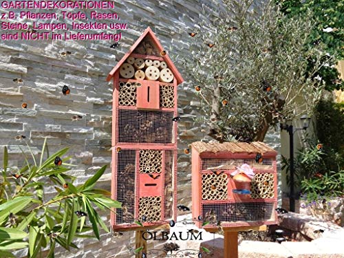 2 x Bienenhotels, Spitzdach groß, Flachdach Insektenhaus + Bienenhaus mit Bienentränke, insektenhotel, aus Holz