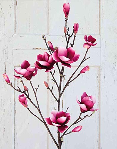 artplants.de Magnolienzweig künstlich YONA, rosa-pink, 130cm - Kunst Magnolia/Kunstblume Magnolienzweig