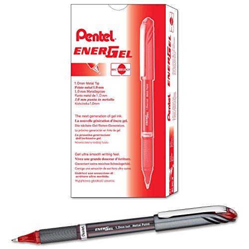 Pentel BL30-BX Energel Plus Liquid Gel-Tintenroller, Kugeldurchmesser 1.0 mm = Strichsrärke 0,5 mm, 12 Stück, rot