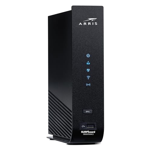 ARRIS Surfboard SBG6950AC2 DOCSIS 3.0 Kabelmodem und AC1900 WLAN-Router, zugelassen für Comcast Xfinity, Cox, Charter Spectrum und mehr, Vier 1-Gbit/s-Ports, max. 400 Mbit/s Internetgeschwindigkeiten