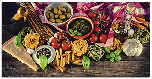 Artland Qualitätsbilder I Glasbilder Deko Glas Bilder 60 x 30 cm Ernährung Genuss Lebensmittel Gemüse Foto Bunt D8OB Italienisch mediterrane Lebensmittel