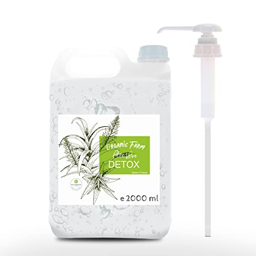 Organische konzentrierte Aloe Vera Saftentgiftung maximale Stärke und guter Geschmack, Cristal Flasche oder Jerrican mit 30 ml Messbecher/Spenderpumpe (2000 ML)