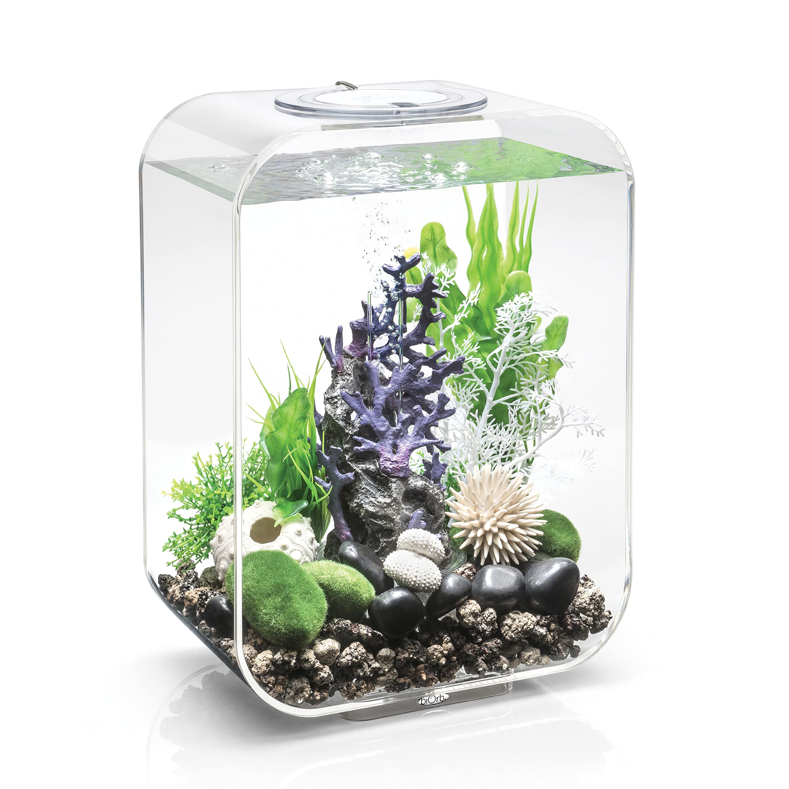 biOrb 72047 LIFE 15 LED transparent - dekoratives 15 Liter Aquarium Komplett-Set mit Filtersystem, LED-Beleuchtung und Keramik-Bodengrund aus robustem Acryl-Glas