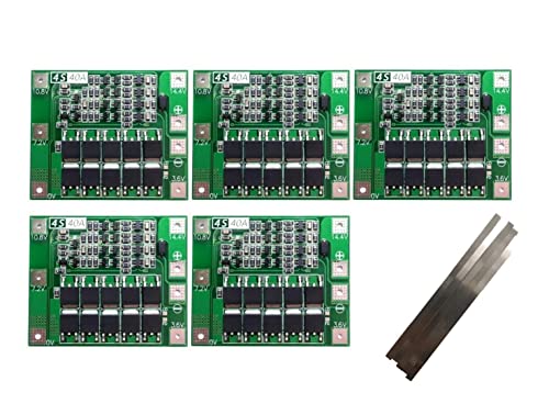 TECNOIOT 5 Stück 4S 40A 14,8 V 16,8 V 18650 Lithium Batterie Schutzplatine BMS PCB + 5 Stück Nickelstreifen