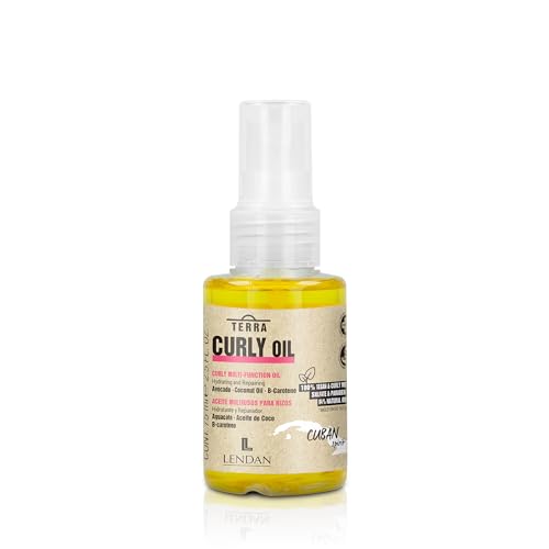 LENDAN - Lockiges Haaröl - Terra Curly Oil - 75 ml - Haarserum - mit Avocado- und Kokosöl - Glanz und Geschmeidigkeit - Hitzeschutz - Verhindert Haarbruch - Curly-Methode