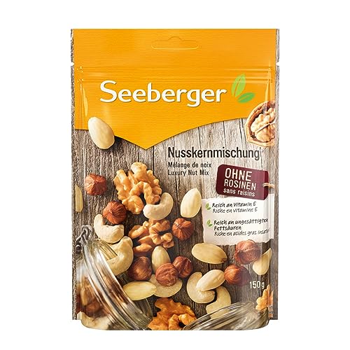 Seeberger Nusskernmischung 12er Pack: Pure Nuss-Mischung aus knackigen Haselnusskernen, Mandeln, Walnüssen & Cashewkernen - intensives Nuss-Aroma - ungeröstet, glutenfrei (12 x 150 g)