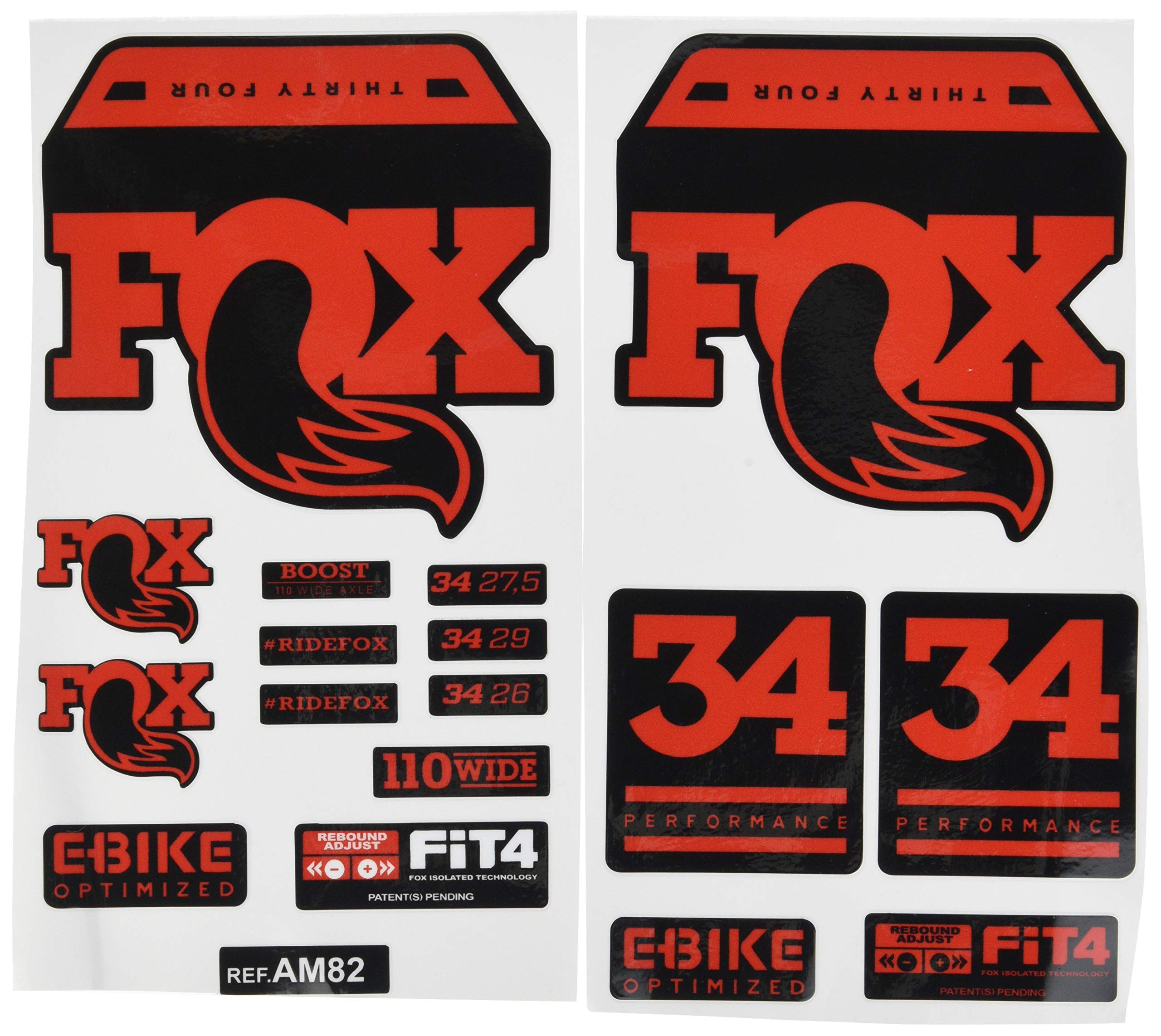 Ecoshirt Stickers Fork Fox 34 Performance Elite 2017 Am82 Aufkleber Decals Autocollants Adesivi Forcela Gabel Fourche, Rot