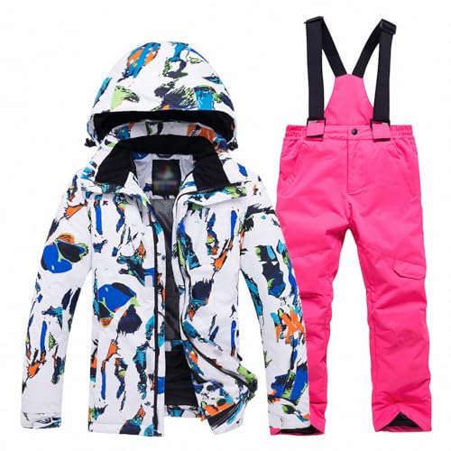 MAOTN Winterwinddichter Kapuzen-Ski-Outfit-Anzug für Jungen und Mädchen, Outdoor-Kindersport-Reise-warmes Snowboard-Jacken-Top + Hosen-Set,Style2,XL