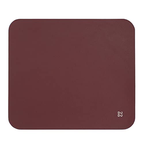 DUDU Mauspad aus weichem Leder, Design, 25x22 cm, rutschfest, Mauspad für den Schreibtisch, farbig Burgundy