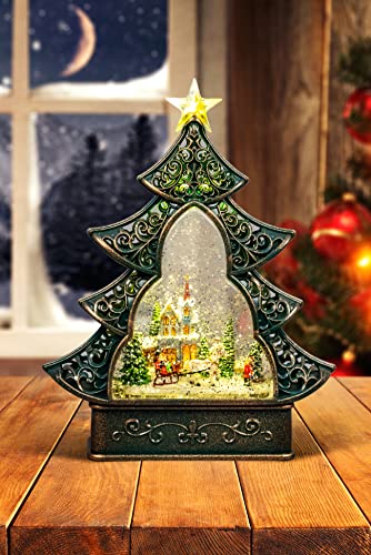 Weihnachtskrippe Globus Baum mit wirbelndem Wasser glitzernde Musik und Lichtern für Weihnachten Heimdekoration Geschenke