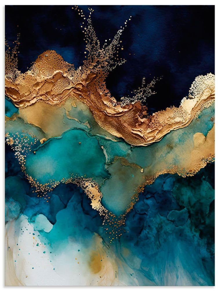 ARTland Wandbild Alu Verbundplatte für Innen & Outdoor Bild 30x40 cm Abstrakte Deko Modern Liquid Marmor Achat Tinte Meer U4WC
