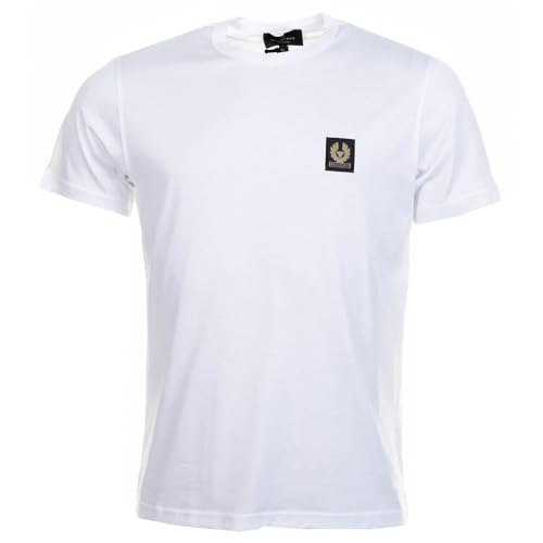 Belstaff Herren-T-Shirt mit Phoenix-Patch, Baumwoll-Jersey, weiß, XL