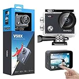 AKASO Action cam /Unterwasserkamera 4K Wifi 40M EIS Anti-Shake Action Kamera 4X Zoom mit Touchscreen, Fernbedienung, Sportkamera wasserdicht Gehäuse ,Helmzubehör-Kit V50X