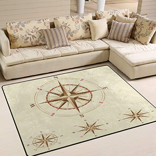 Use7 Vintage Kompass Artwork Teppich Teppich Teppich für Wohnzimmer Schlafzimmer, Textil, multi, 203cm x 147.3cm(7 x 5 feet)