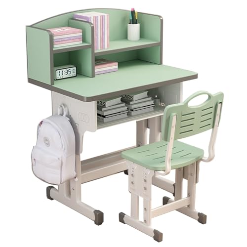 Höhenverstellbarer Studientisch Kinderschreibtisch Und Stuhl-Set Studentenschreibtisch Mit Schublade Computertisch Für Arbeitszimmer (Color : Green, S : 45 * 70cm)