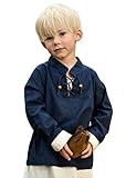 Kinder Mittelalter-Hemd Colin Kinderkleidung Ritterhemd LARP Mittelalter Fasching (Blau/164)