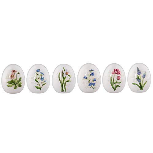 H.Bauer jun. kleines Porzellan Deko Eier Set - zum aufstellen - mit Blumen-Motiv - ca. 7 cm hoch - 6-teilig