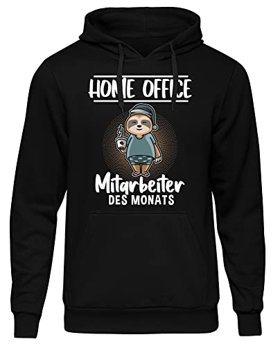 uglyshirt89 Home Office Herren Kapuzenpullover| Lustiges Geschenk - Faultier Pullover Herren - Chillen - Kaffee - Homeoffice - Büro Hoodie | M1 Schwarz (L)