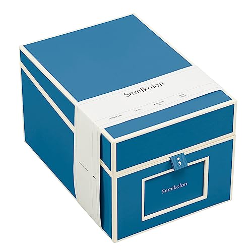 Semikolon (364110) CD und Fotobox azzurro (hellblau) - Aufbewahrungs-Box mit 5 variablen Registerkarten - Box im Format: 17,7 x 15,7 x 25,6 cm