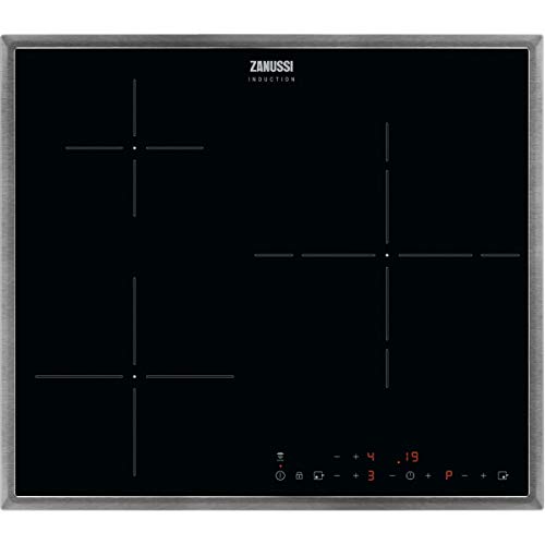 Zanussi ZITN633X Induktionskochfeld, 3 Zonen, Timer, automatische Aufwärmung, Minutenanzeige, Sicherheitssperre, Akustikwarner, Touch-Steuerung, mit Rahmen, 60 cm, Schwarz