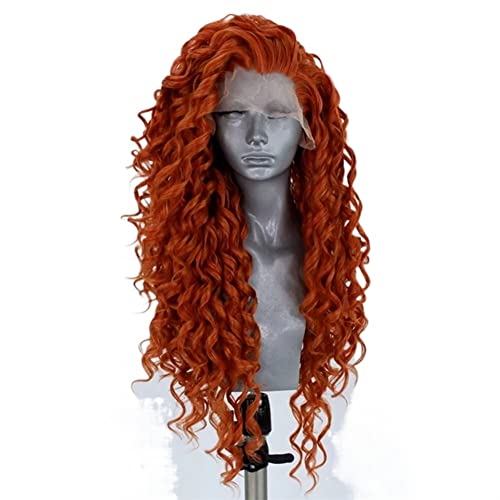 Perücken Haar for Frauen Lange verworrene lockige Perücke for Frauen Orange Flauschiges Wasserwellenhaar Kostüm Cosplay Lace Front Perücken Mode for den Alltag