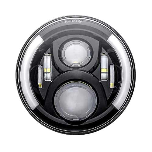 7 Zoll Schwarz Harley Daymaker LED Scheinwerfer Halo Engels-Auge Und Bernstein Blinker Für 97-18 Wrangler JK TJ, Wrangler Unlimited