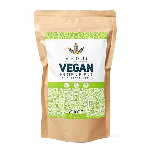 VEGJi Vegan Protein Blend 1000g | Erbsen-, Reis- & Hanfprotein | Hoher Proteingehalt | Natürliche Zutaten | Ohne Aroma & Süßungsmittel (Natur)