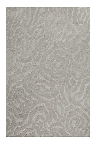 wecon home Moderner, nachhaltiger Kurzflor Teppich der Marke Esprit mit dezentem Design für Wohnzimmer, Schlafzimmer und Kinderzimmer – Bay Edition (140 x 200 cm, grau)