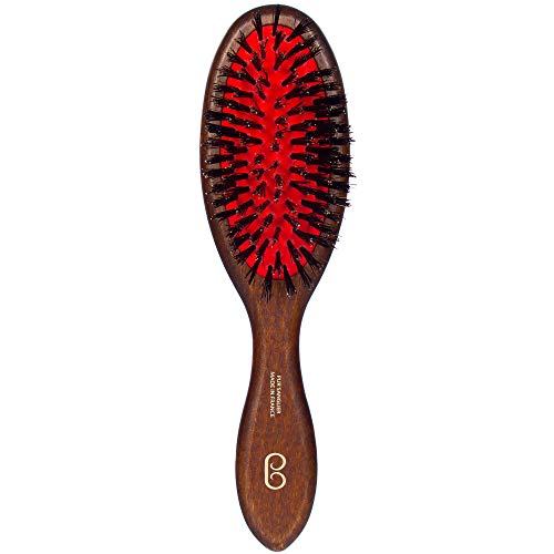 l'artisan BROSSIER, 1 kleine Holz-Haarbürste mit Naturborsten, antistatische Bürste zum Entwirren von Haaren, für alle Haartypen