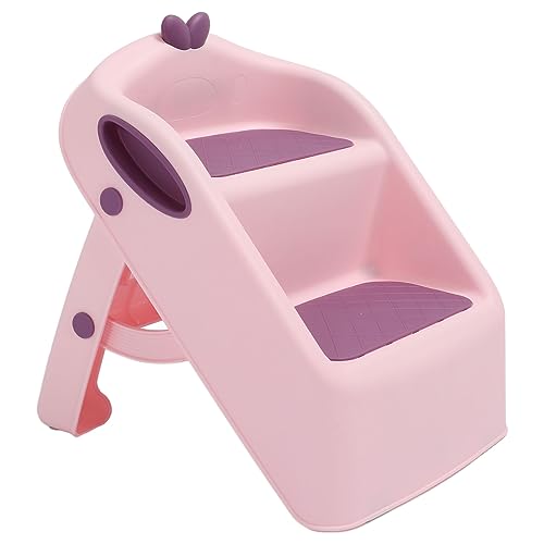 Kleinkind-Tritthocker, 3-in-1, Multifunktionaler Toilettenhocker aus Kunststoff, Rutschfest, Klappbar, 2-Stufen-Toilettenhocker mit Sicherheitsschloss für Badezimmer, (Rosa)