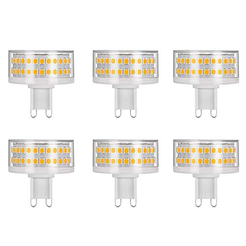 G9 9W LED-Leuchtmittel,kein Flackern,9W entspricht 90W Halogenlampen,900lm,3000K Warmweiß,AC220–240V,G9 Energiesparlampe,360 °Abstrahlwinkel,6er-Pack